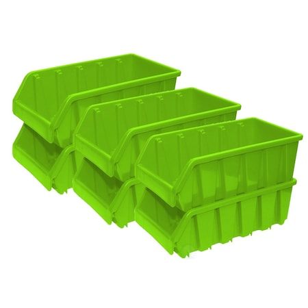 Basicwise Storage Bin, Plastic, Green, 3 in H, 4.5 in W, 8 in L, 6 PK QI003255G.3